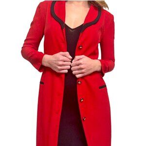Vintage 80s red coat w/ black trim details